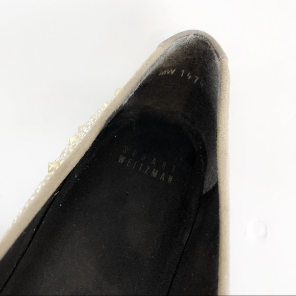 Stuart Weitzman gold studs tan embellished flats - Picture 5 of 7
